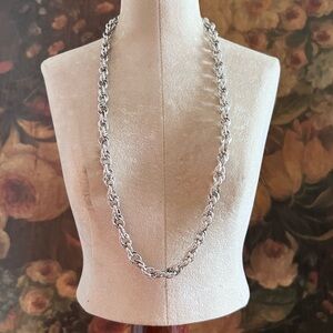 ⭐️ Vintage Silver Tone Chunky Rope Chain Necklace